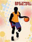Basketball poster background with player silhouette , vector illustration