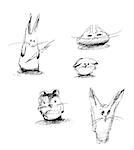Set of animal. Freehand illustration on white background