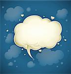 cloud with greeting message for valentine's day vector illustration