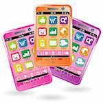 Mobile Smartphone with icons in various colors, element for design, vector illustration