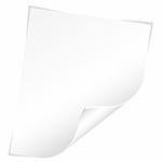 Blank Sheet of White Paper with Curved Corner on white background, template for design