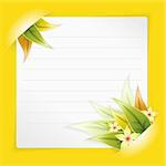Sheet of White Paper for your Text or Photos, Mounted in Pockets with Leaves and Flower