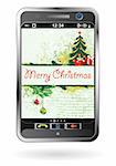 Mobile Smartphone with Christmas background, element for design, vector illustration