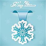 Christmas sticker with snowflake, vector illustration