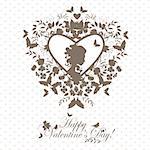 Stylish valentine background with decorative heart and girl face.