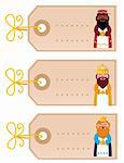 Three wise man blank cards for your present. Vector Illustration