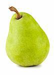 Green ripe pear isolated on white background