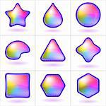 Set of colored eps10 icons, web buttons, different forms. Vector