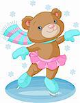 Illustration of cute bear girl on ice skates