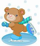 Illustration of cute bear on ice skates