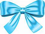 Blue gift bow for decorating gifts and cards. Ribbon. Vector illustration