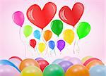 Valentines day or birthday card with colorful balloons