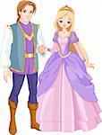 Illustration of charming prince and beautiful princess