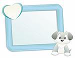 Cartoon dog with frame. Isolated object for design element.