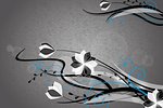floral background, black and white theme