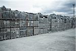 Crates of Discarded Computers at Recycling Factory, Liverpool, England