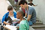 Friends studying together