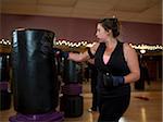 USA, Utah, Draper, Woman boxing in gym