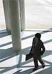 Businesswoman in silhouette, high angle view