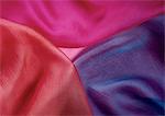 Fabrics of three colors, close-up