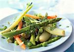 Plate of spring vegetables, close-up