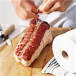 Close-up of beef being prepared