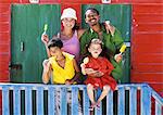 Family eating ice cream, parents smiling