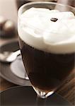 Glass of Irish coffee, close-up