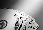 Playing cards, b&w.