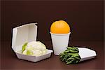 Food concept, fresh food inside fast food containers