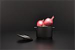 Food concept, fresh vegetables on top of miniature pot