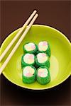 Food concept, candy rolled to look like maki sushi rolls