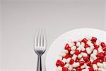 Food concept, plate full of pills