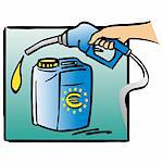 Réservoir de gaz avec le signe euro