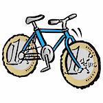 Vélo avec des pièces en euros pour les roues