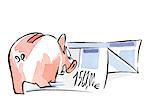 Piggy bank and euro invoice