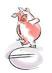 Piggy bank skating on euro