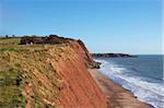 Point rectiligne et Bay sablonneux, Exmouth, Côte Jurassique, patrimoine mondial de l'UNESCO, Devon, Angleterre, Royaume-Uni, Europe