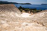 L'amphithéâtre à Kas, le théâtre seulement anatolien pour faire face à la mer, Kas, Antalya Province, Anatolie, Turquie, Asie mineure, Eurasie