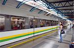 Metro line passengers, Medellin, Colombia, South America