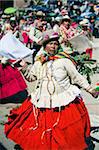 Women dancing at Anata Andina harvest festival, Carnival, Oruro, Bolivia, South America