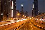 Night view of Sheikh Zayed Road, Dubai, United Arab Emirates, Middle East