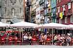 Outdoor dining on Ribeira Square, Porto, Portugal, Europe