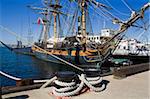 HMS Surprise auf dem Maritime Museum, Embarcadero, San Diego, California, Vereinigte Staaten von Amerika, Nordamerika