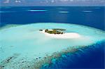 Aerial view of small island, Maldives, Indian Ocean, Asia