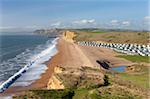 Static caravans with beach views on a coastal holiday park near Burton Bradstock, Dorset, England, United Kingdom, Europe