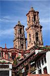 Santa Prisca Church, Taxco, colonial town well known for its silver markets, Guerrero State, Mexico, North America