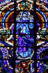 Stained glass of the Virgin Mary in Notre-Dame-de-la-Trinite church by Louis Barillet and Jean Le Chevallier, Blois, Loir-et-Cher, France, Europe