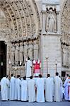 Mass outside Notre-Dame de Paris cathedral, Paris, France, Europe