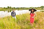 Couple by Pond, Unionville, Ontario, Canada